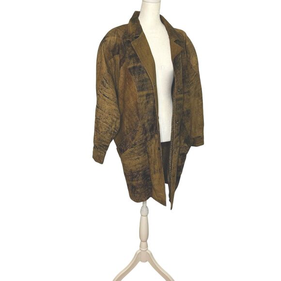 Vintage 80s WINLIT Women's Tumbled Leather Hipster Mid-Length Jacket MEDIUM - Picture 1 of 16